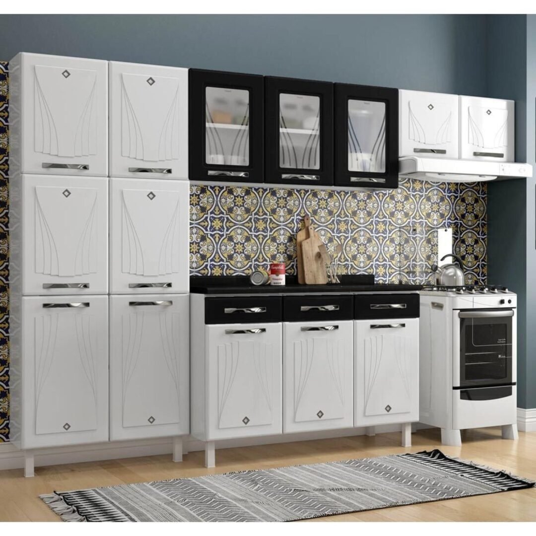 Cozinha de Aço Completa Star New com Vidro e Balcão