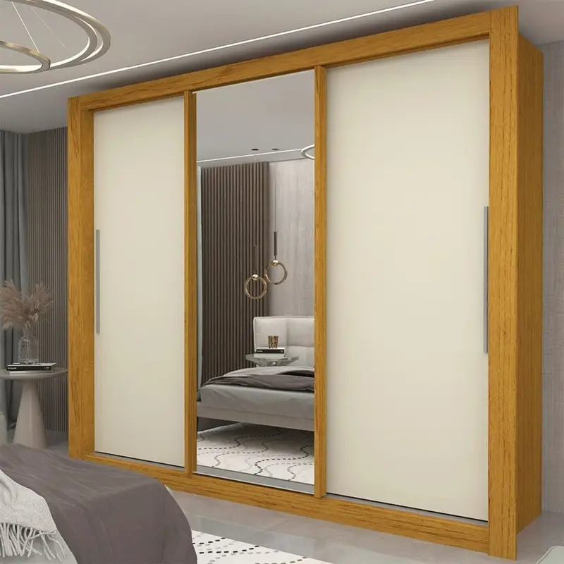 Guarda-roupa Casal 3 Portas 1 Porta Espelhada 100% MDF