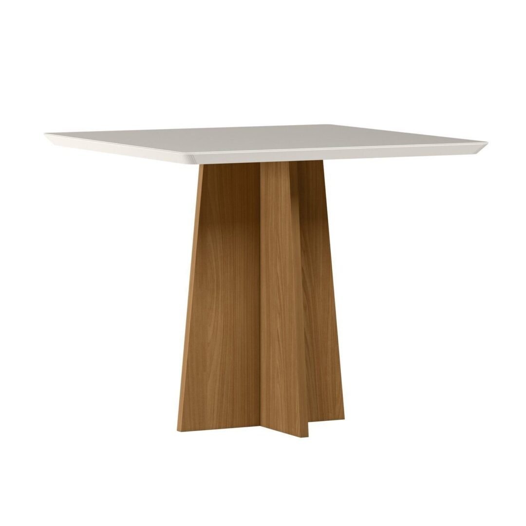 Mesa Sala de Jantar 90cm Tampo MDF/Vidro Moderno