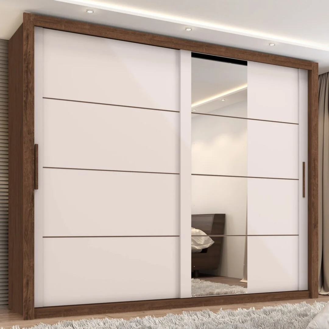 Guarda Roupa Casal com Espelho 2 Portas 6 Gavetas Imperador Plus