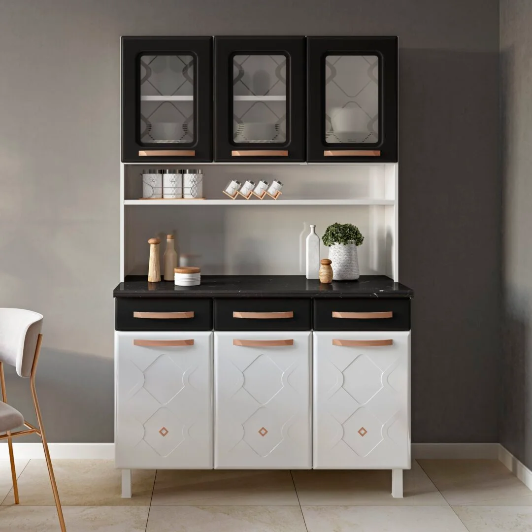 Armário de Cozinha em Aço Triplo 6 Portas 3 Gavetas Mirage New