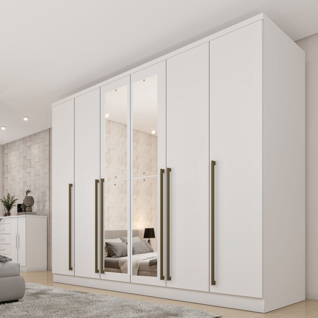 Guarda Roupa Casal 6 Portas 8 Gavetas com Espelho Portugal 270cm Espresso Móveis