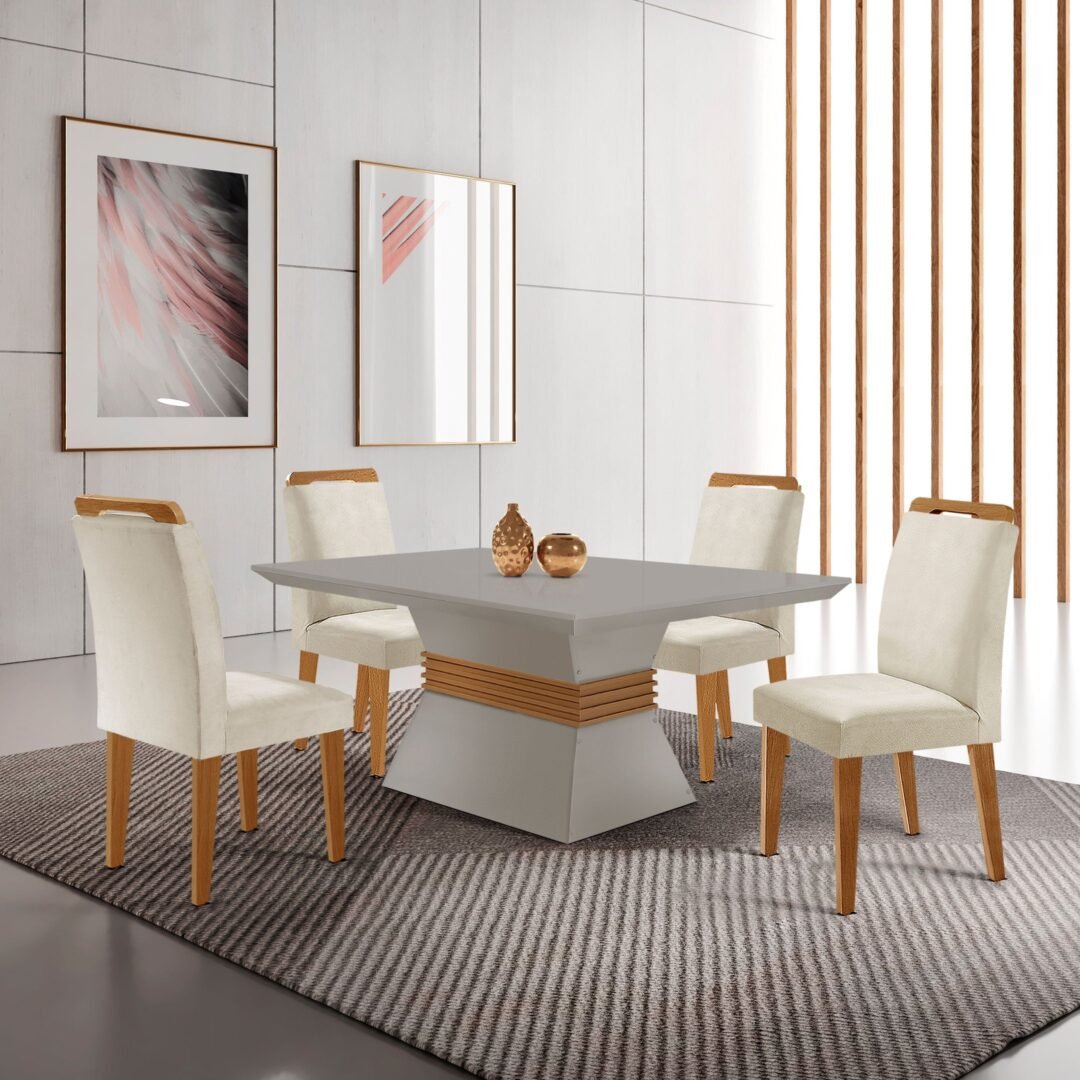 Conjunto Sala de Jantar Mesa e 4 Cadeiras Santorini Espresso Móveis