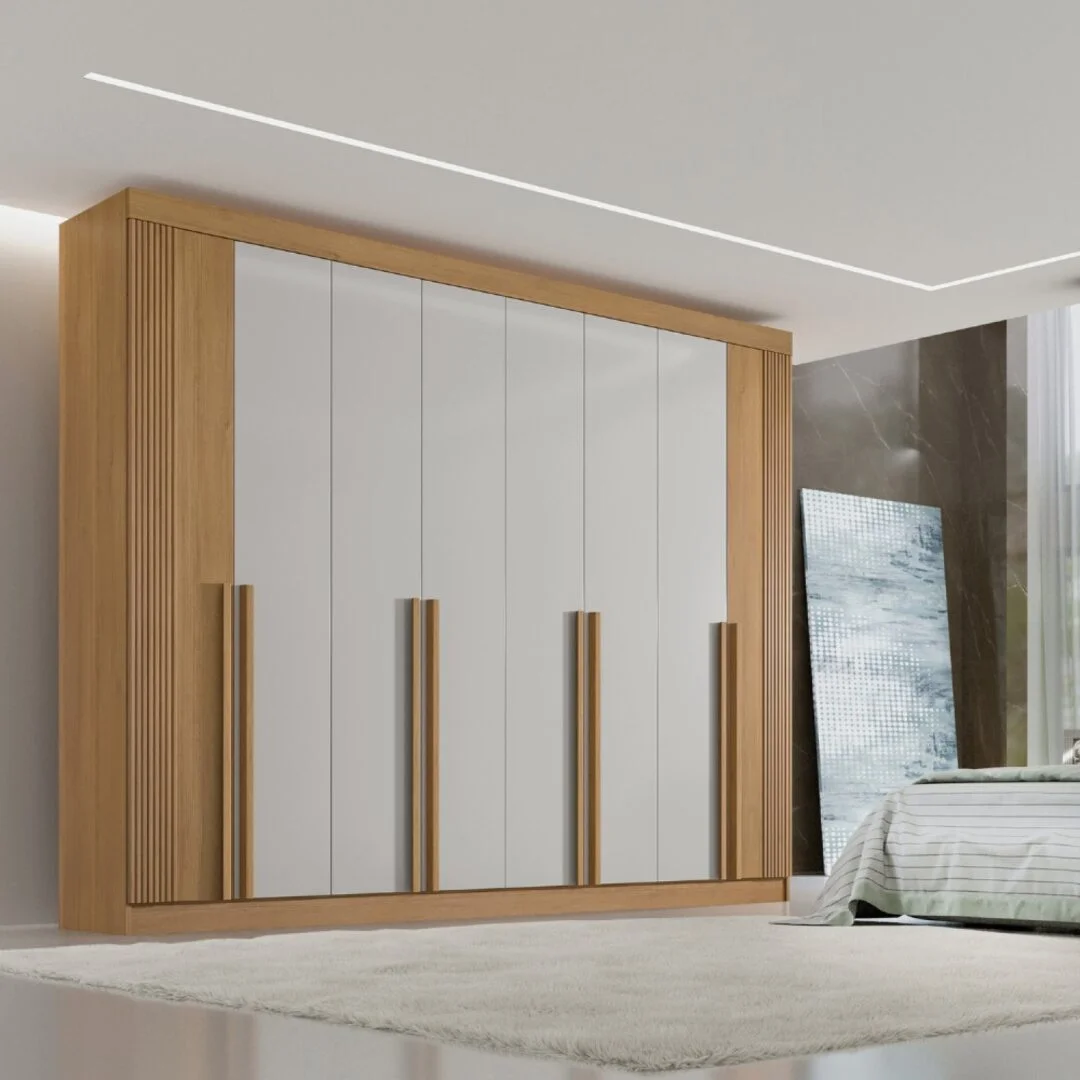 Guarda-Roupa Casal MDF 8 Portas Ripado Imperio