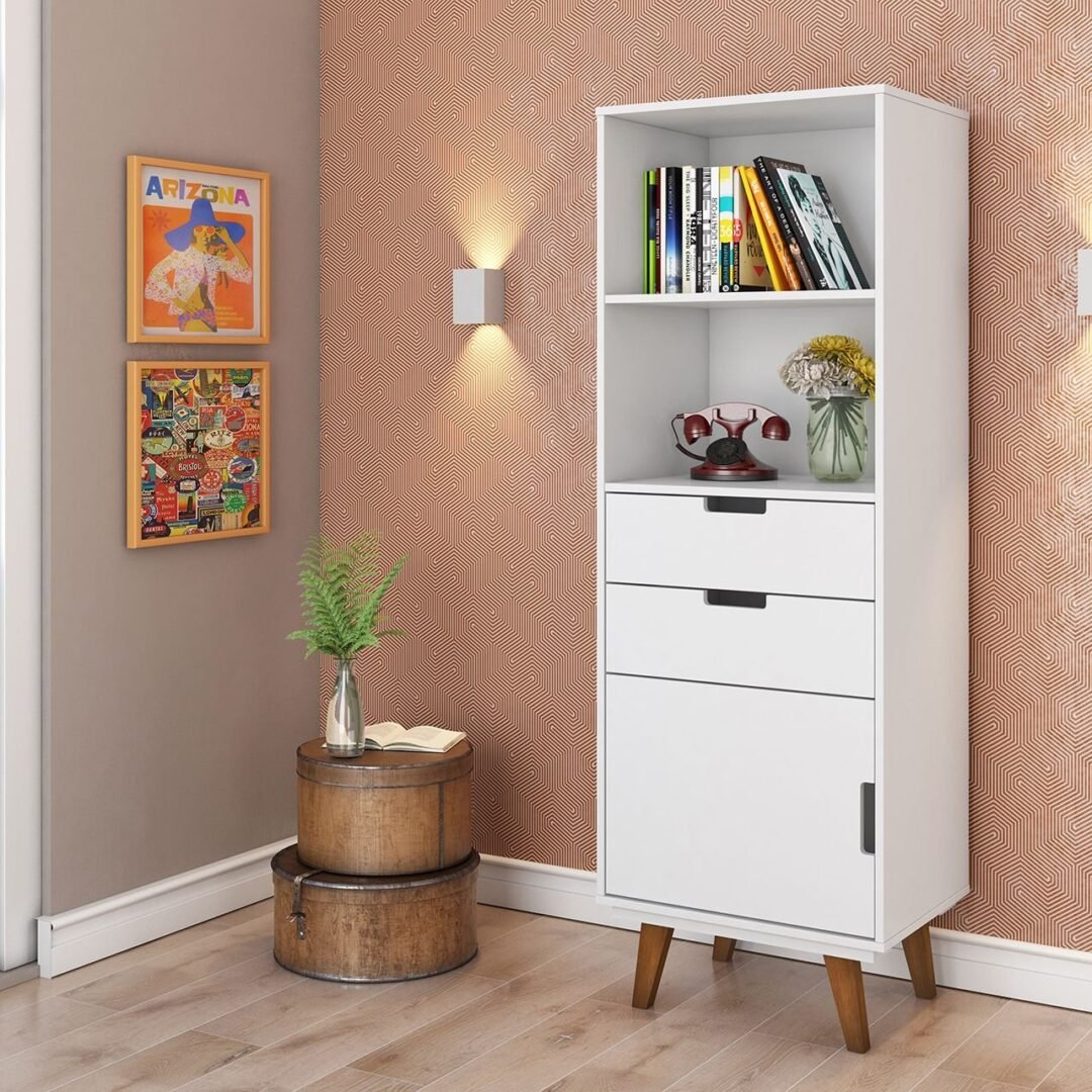 Estante para Livros 1 Porta 2 Gavetas 162cmx55cm Paris Retrô