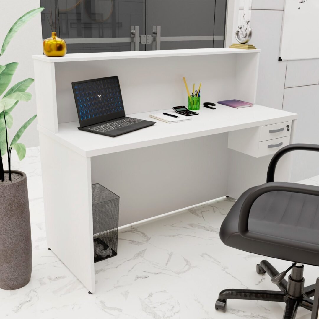 Balcão Atendimento Recepção Consultório 140x60cm com Gaveta