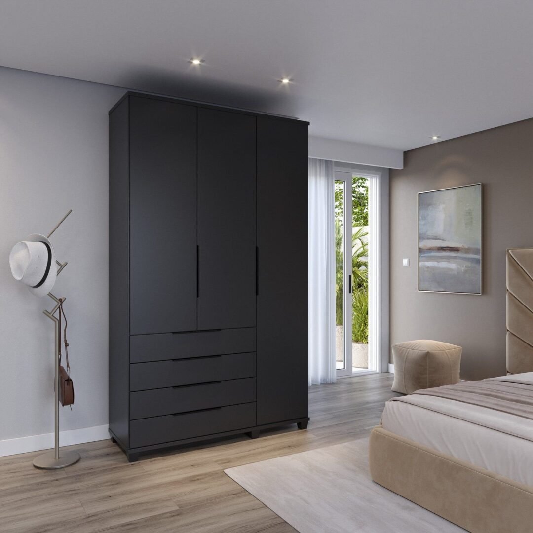 Guarda-roupa Solteiro 3 Portas 4 Gavetas 100% Mdf Allen 136,9 Cm