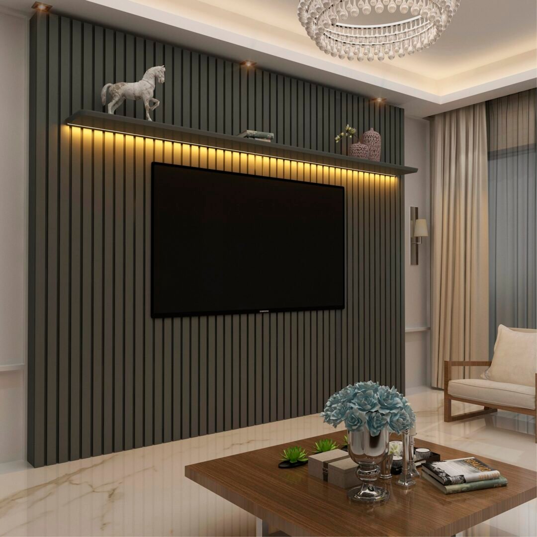 Painel para TV até 90 Polegadas Ripado com LED 230cm 100% MDF Nobre