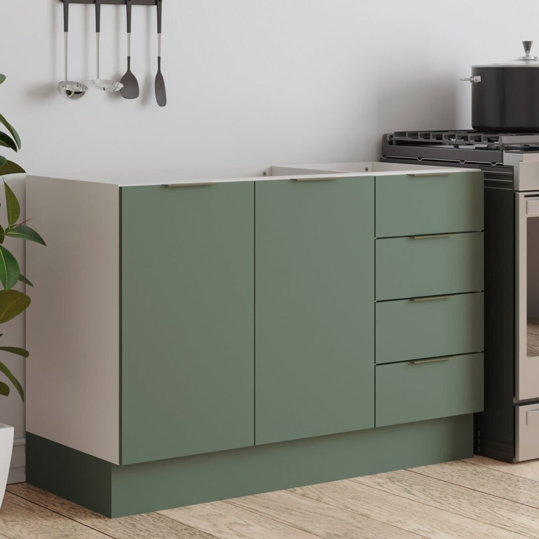 Balcão Pia 120cm sem Tampo com Rodapé Puxador 150mm Ipanema MadeiraOriginals