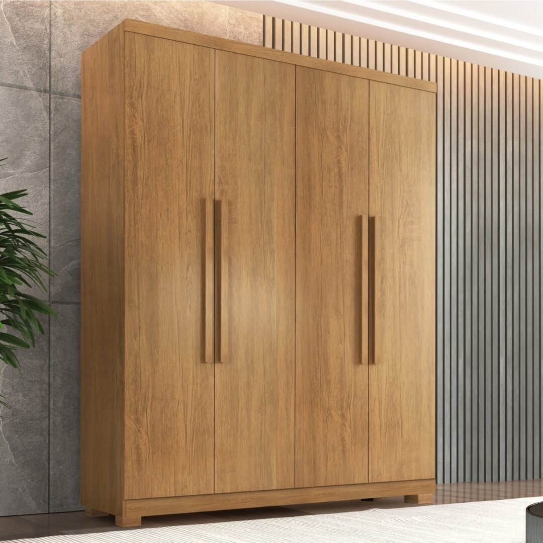 Guarda Roupa Solteiro 4 Portas 3 Gavetas com Pés Amsterdã