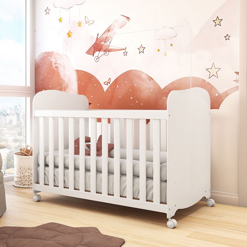 Berço Americano 100% MDF com Rodízios Mimo Espresso Móveis