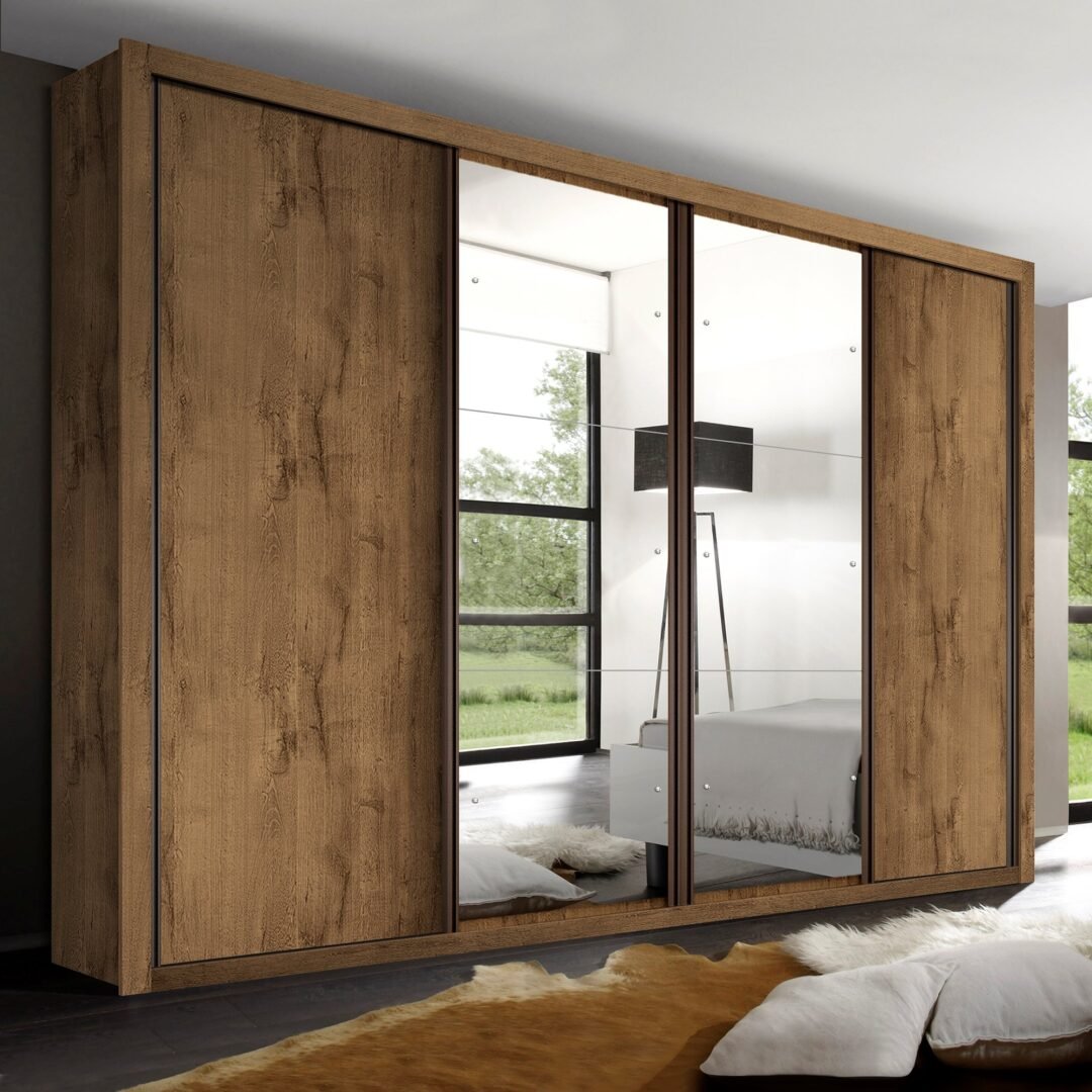 Guarda Roupa Casal Premium Zara 279,3cm com Espelho 4 Portas 4 Gavetas Espresso Móveis