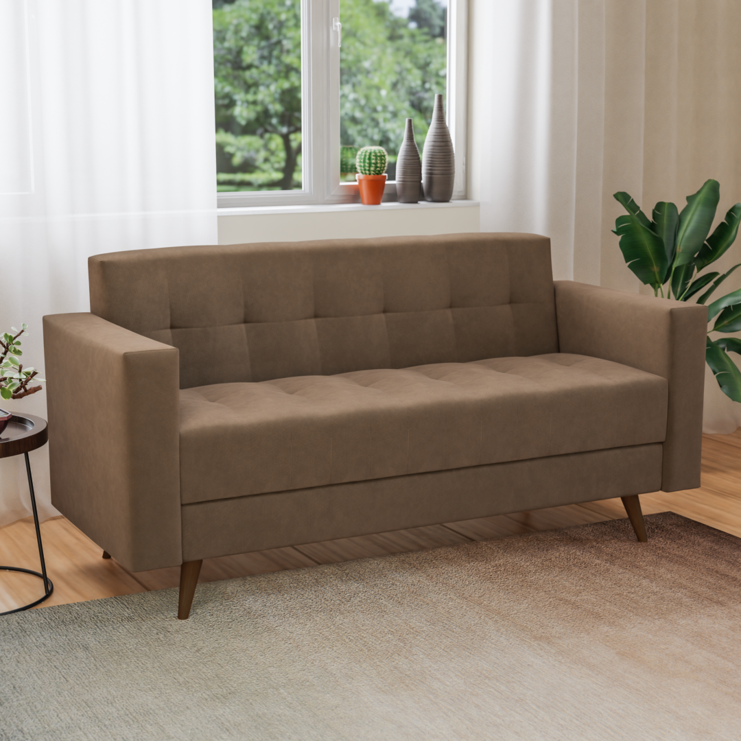 Sofá Vitrola 3 Lugares Suede