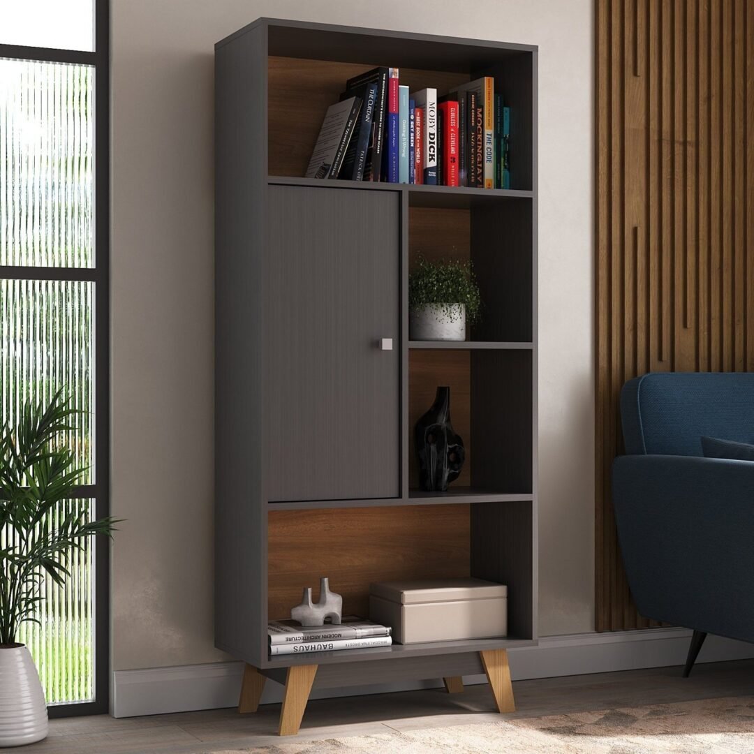 Estante para Livros 1 Porta 3 Prateleiras Pequim