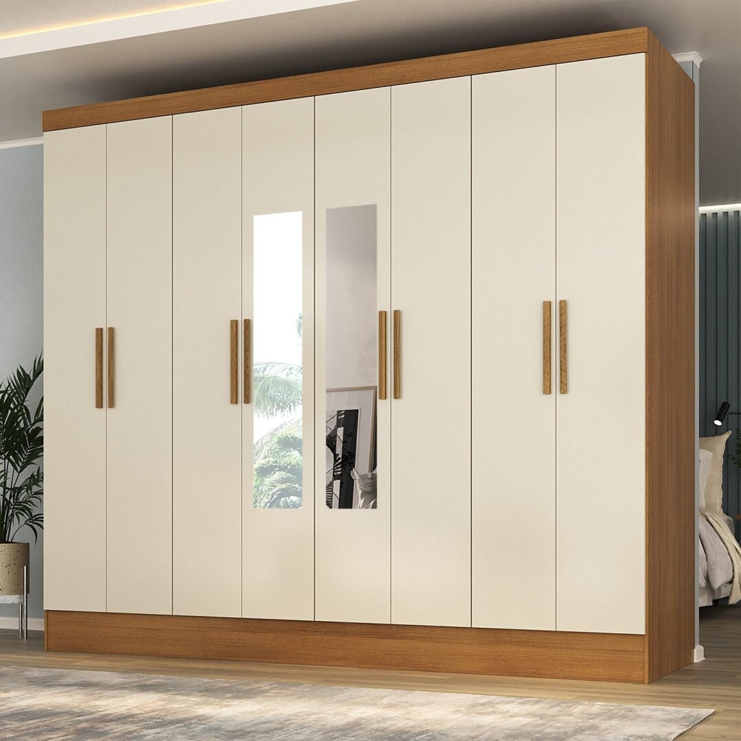 Guarda-roupa Casal 100% MDF com Espelho 8 Portas 4 Gavetas